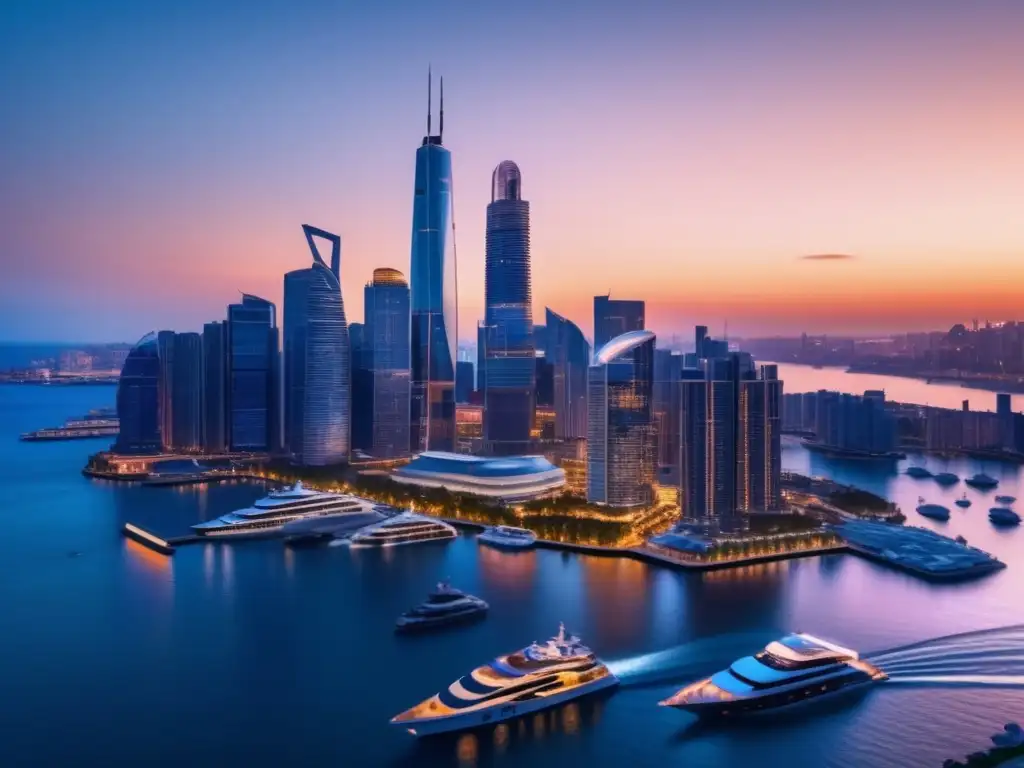 Horizonte urbano al atardecer en una ciudad moderna Impresionante imagen en 8k que muestra el skyline de una ciudad bulliciosa al atardecer