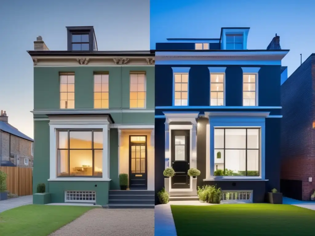 Transformación impresionante: antes y después Transformación impresionante de propiedad renovada y flippeada, destacando el antes y después del diseño moderno y elegante