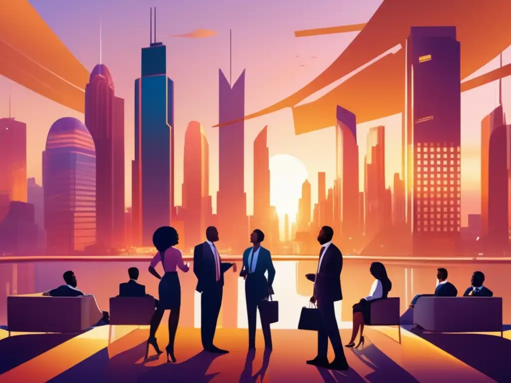 Ciudad moderna al atardecer con diversidad cultural Influencia cultural en inversiones financieras