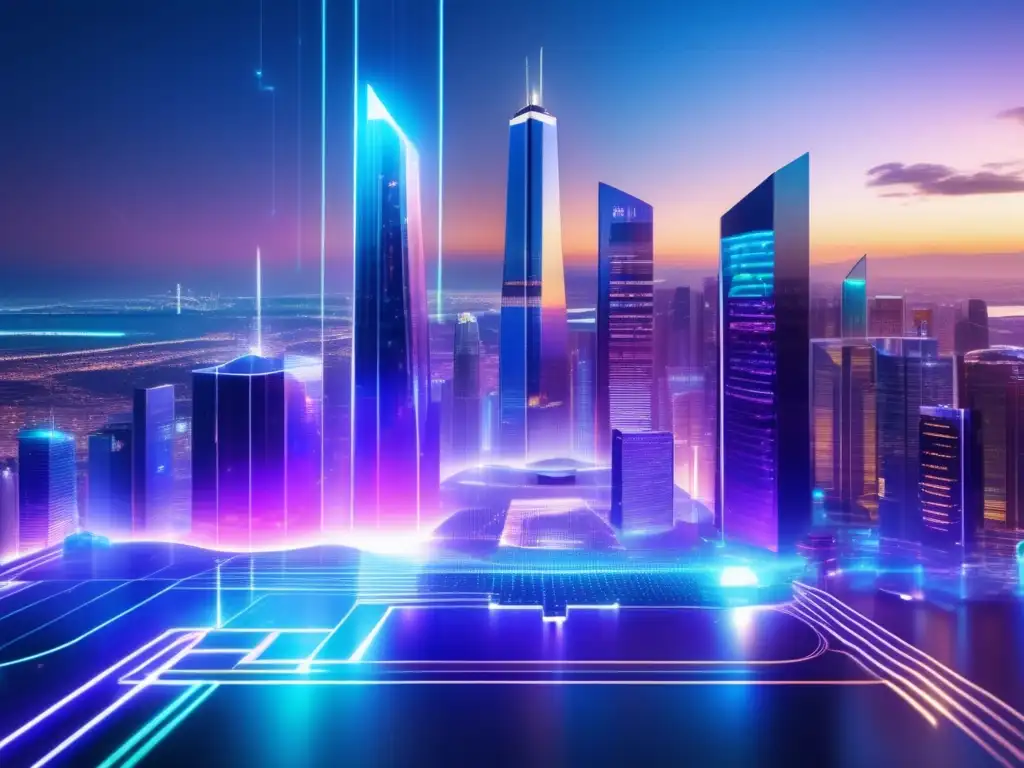 Futuro financiero: ciudad holográfica y datos Poder info