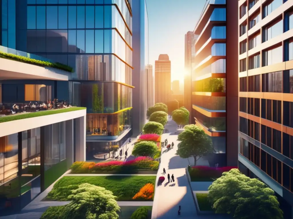 Moderna ciudad con edificios residenciales y vibrante vida urbana Ingresos pasivos con propiedades residenciales en una ciudad moderna