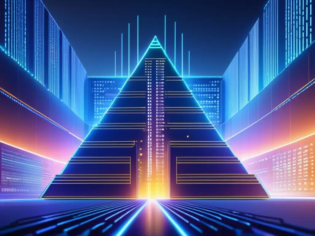 Fortaleza digital futurista protegida Inicio seguro en minería de Bitcoin: Fortaleza digital futurista con seguridad avanzada y generación de bitcoins