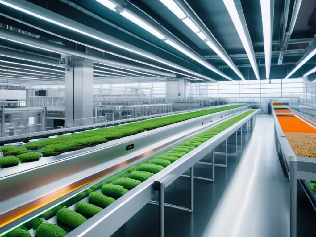 Futurista planta de alimentos vegetales Instalaciones modernas y rentables de alimentos plantbased, con tecnología avanzada y prácticas sostenibles