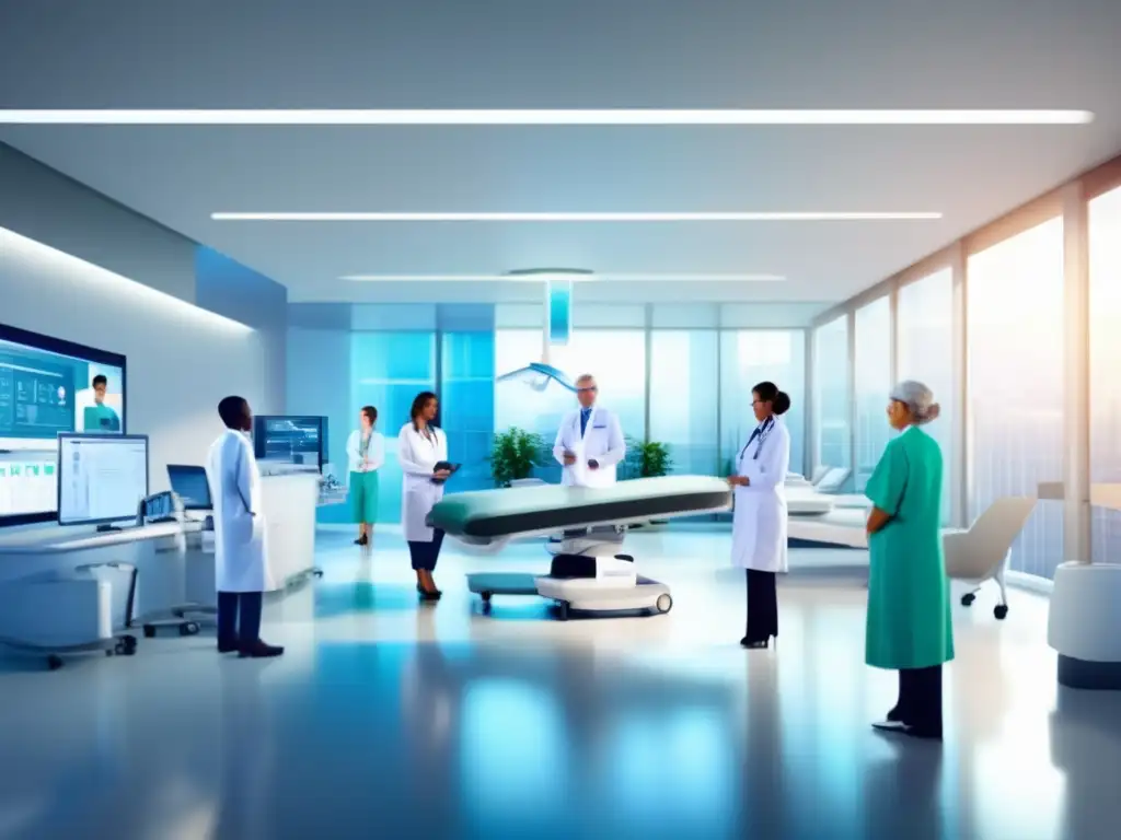 Instalaciones de salud modernas y futuristas Instalaciones de salud modernas y futuristas con equipo médico de vanguardia y atención a pacientes de edad avanzada