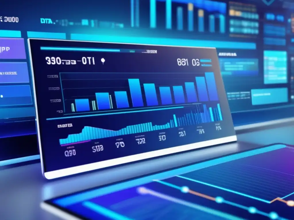 Interfaz financiera futurista con análisis avanzado Interfaz digital futurista con análisis financiero detallado