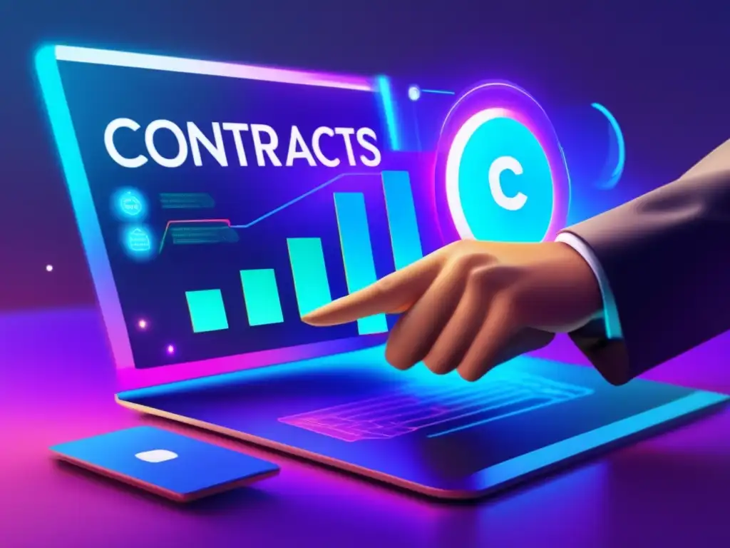 Interfaz futurista de contratos inteligentes Interfaz digital futurista de contratos inteligentes, protegiendo inversiones con seguridad