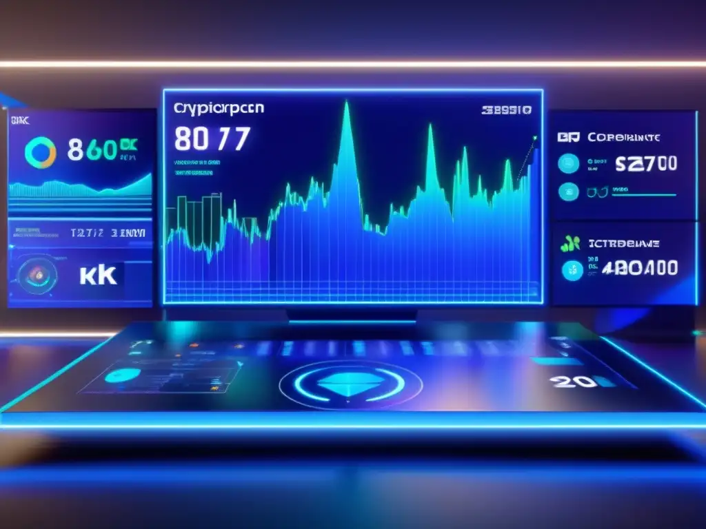 Interfaz digital futurista de criptomonedas Interfaz digital futurista con información en tiempo real de criptomonedas - Herramientas digitales análisis fundamental
