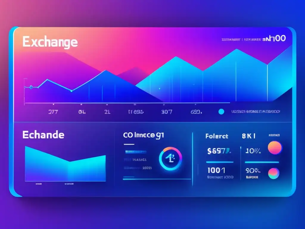 Interfaz moderna de plataforma de intercambio Interfaz futurista de plataforma de intercambio con gráficos en tiempo real y herramientas avanzadas