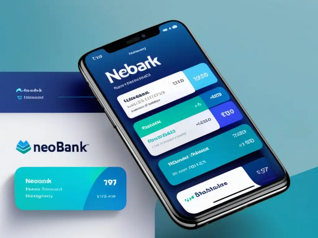 Interfaz moderna y elegante de neobanco Interfaz moderna y elegante de una app neobank