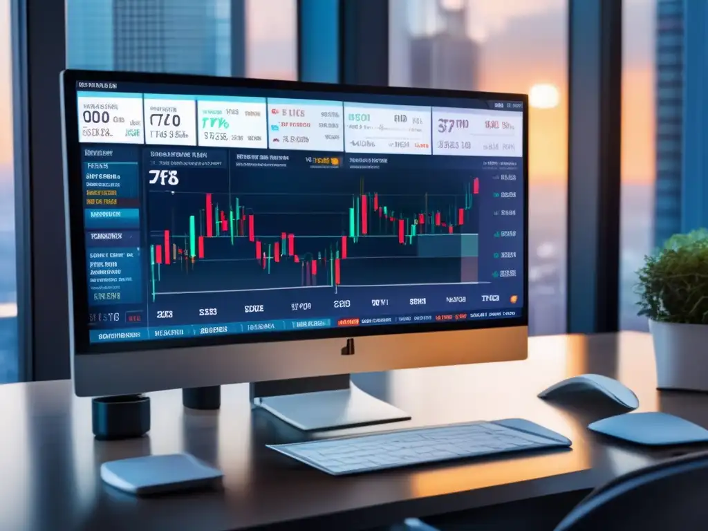 Plataforma de trading Forex avanzada Interfaz moderna de plataforma de trading con gráficos e indicadores mostrando estrategias Forex para principiantes