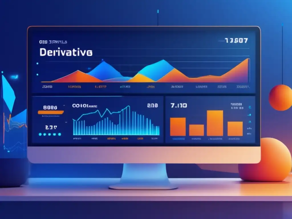 Plataforma de trading moderna y vibrante Interfaz moderna de plataforma de trading con datos en tiempo real, gráficos y cursos de derivados financieros explicados