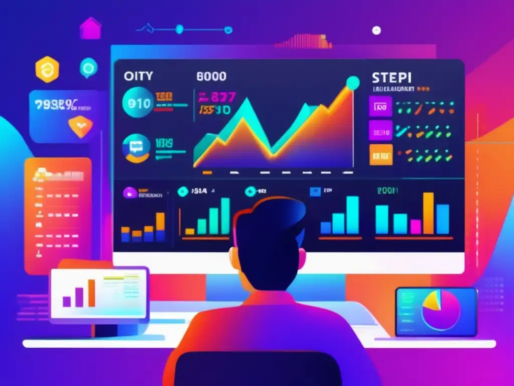 Trading de criptomonedas: gráficos y estrategias Interfaz moderna de trading de acciones con altcoins, estrategias inversión altcoins principiantes