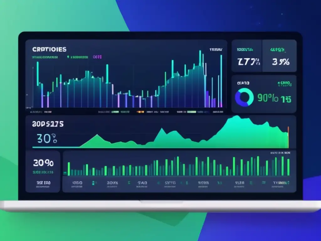 Interfaz de trading moderna y elegante Interfaz de trading moderna y vibrante con análisis avanzado y beneficios de invertir en criptomonedas con bots