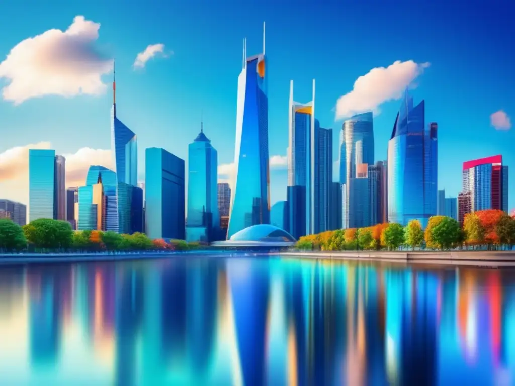 Ciudad moderna con rascacielos Inversión en bienes raíces segura: ciudad moderna con rascacielos y arquitectura futurista