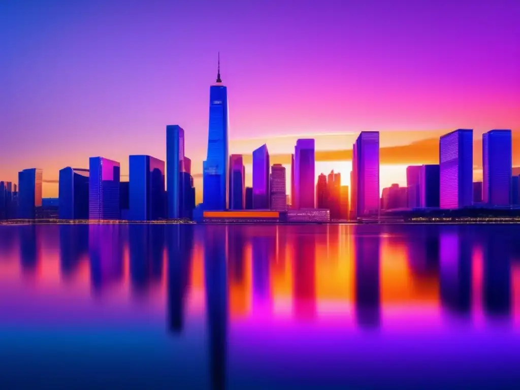 Ciudad moderna al atardecer con profesionales discutiendo Inversión inmobiliaria: ciudad moderna al atardecer, profesionales discutiendo ideas con entusiasmo