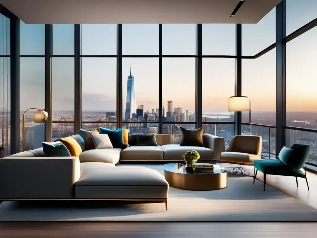 Penthouse de lujo con vista panorámica de la ciudad Inversión inmobiliaria para millonarios: Penthouse de lujo con vista panorámica y decoración contemporánea