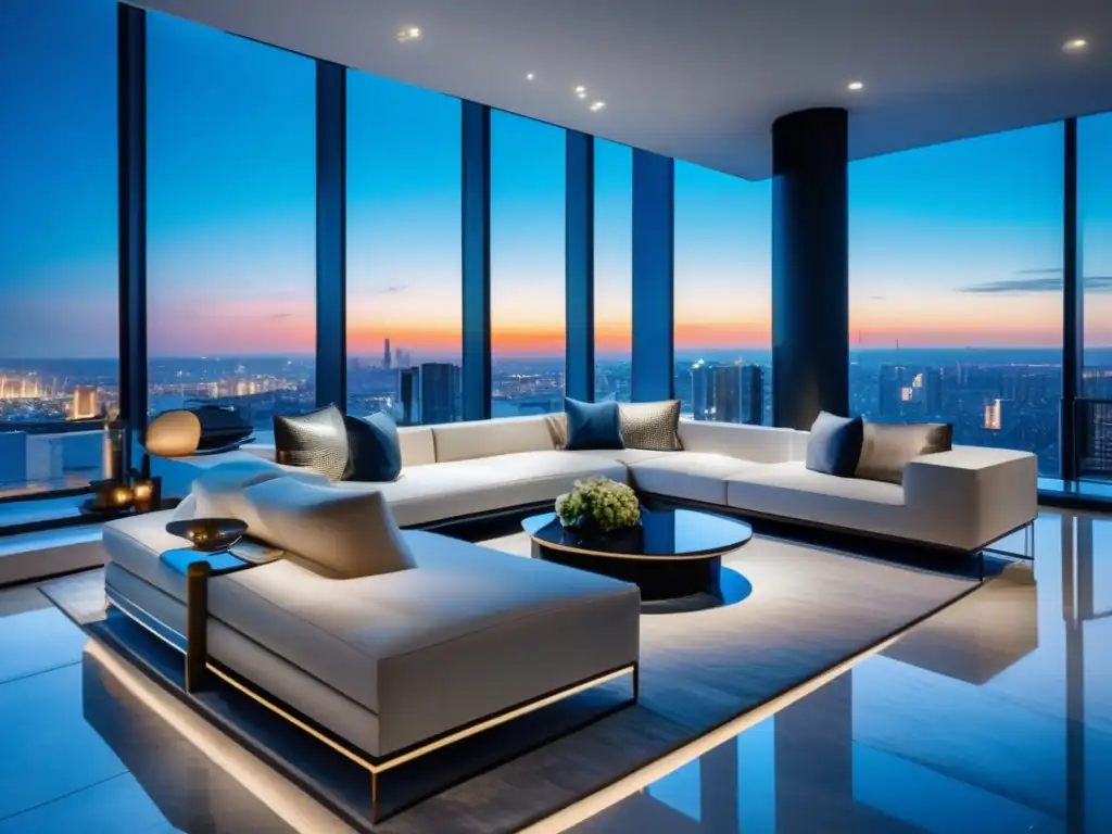 Penthouse moderno de lujo en ciudad cosmopolita Inversión inmobiliaria para millonarios: lujoso penthouse moderno en la ciudad con vistas panorámicas y diseño contemporáneo