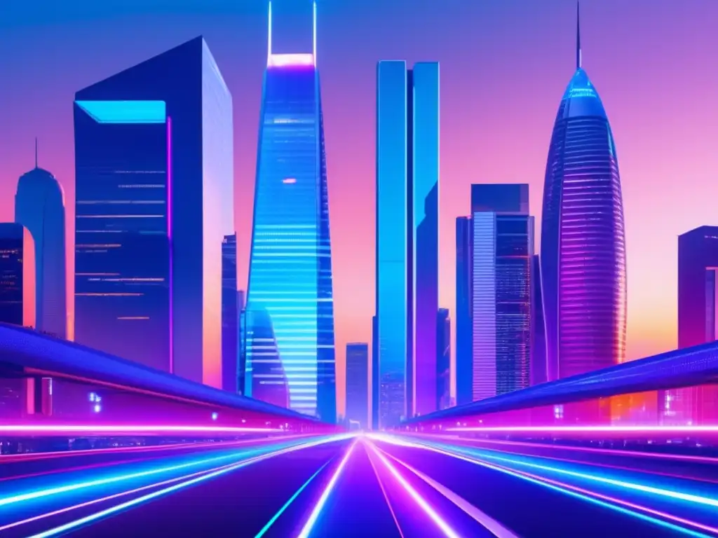 Ciudad futurista con rascacielos iluminados Inversión pasiva: innovación y diferencia