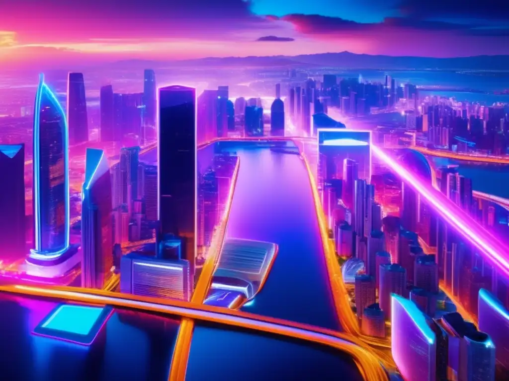 Diversificación y crecimiento con tecnología Inversiones altcoins éxito real en ciudad futurista