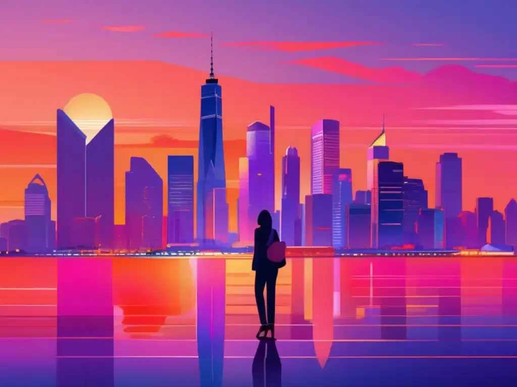 Ciudad moderna al atardecer: inversión en altcoins Inversiones altcoins éxito real en ciudad moderna al atardecer
