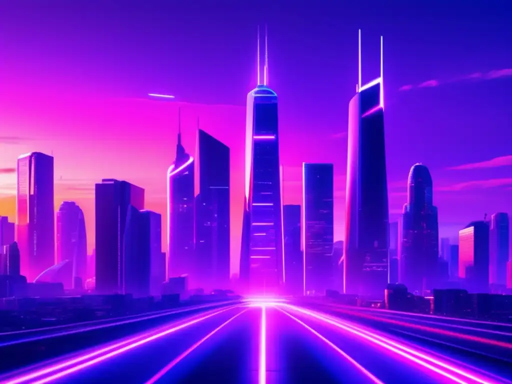 Ciudad futurista con rascacielos y luces de neón Altcoin investments: Inversiones altcoins éxito real
