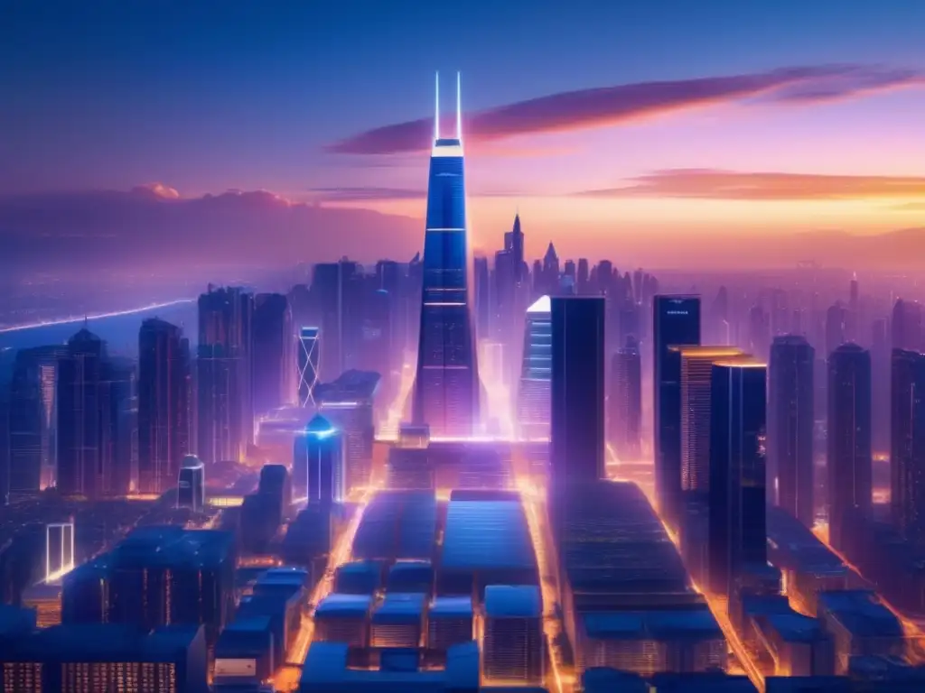 Futurista ciudad en crecimiento Inversiones alternativas: riesgos y potenciales en un mundo cambiante