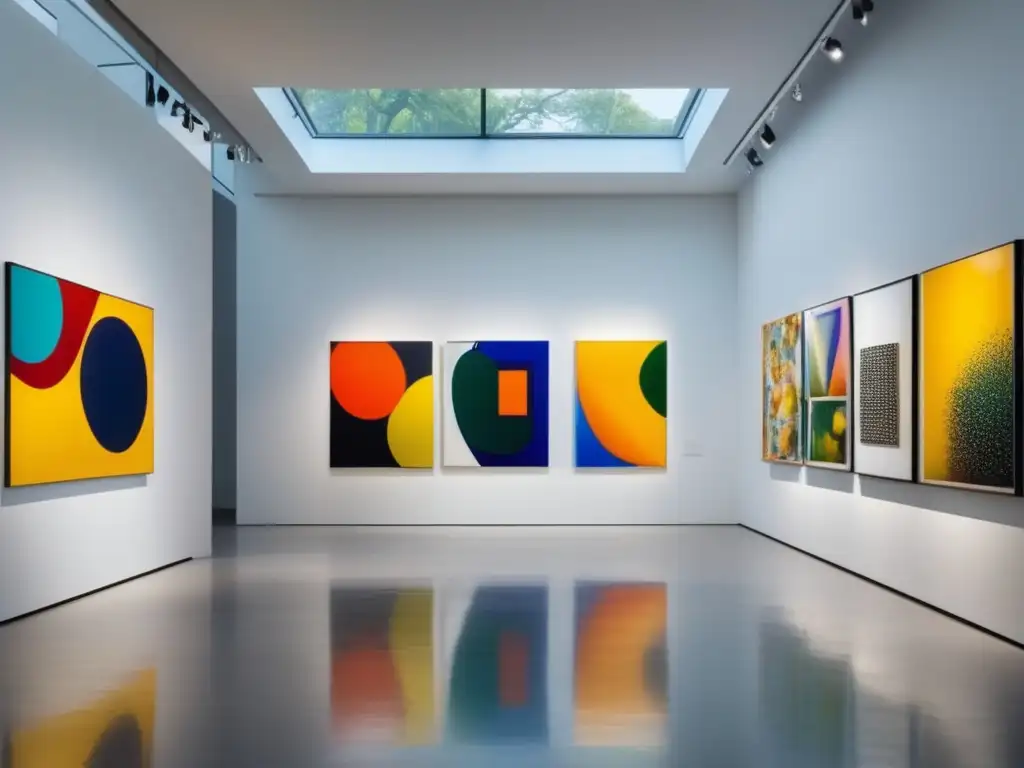 Galería de arte contemporáneo Inversiones en arte 2023: Galería contemporánea con obras de arte en paredes blancas iluminadas por luz natural