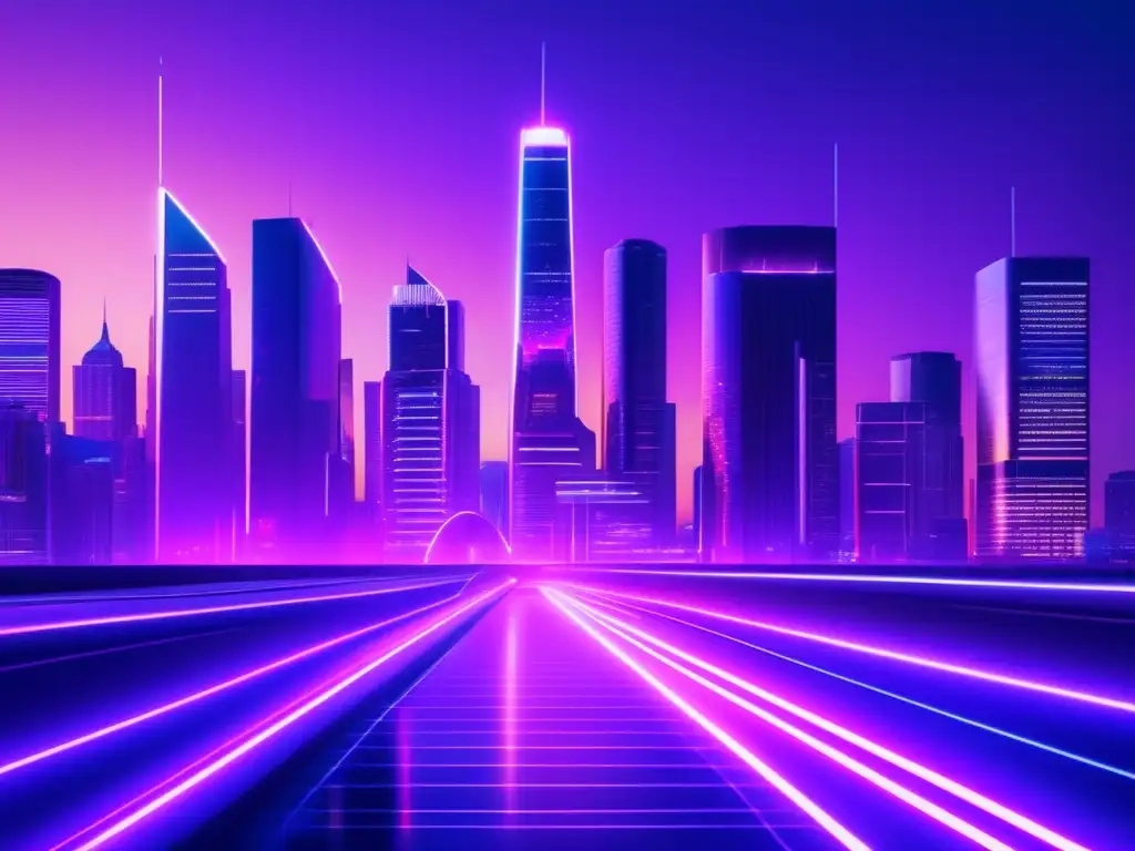 Ciudad financiera futurista al atardecer Inversiones automatizadas: consejos y trucos en una ciudad financiera futurista al atardecer