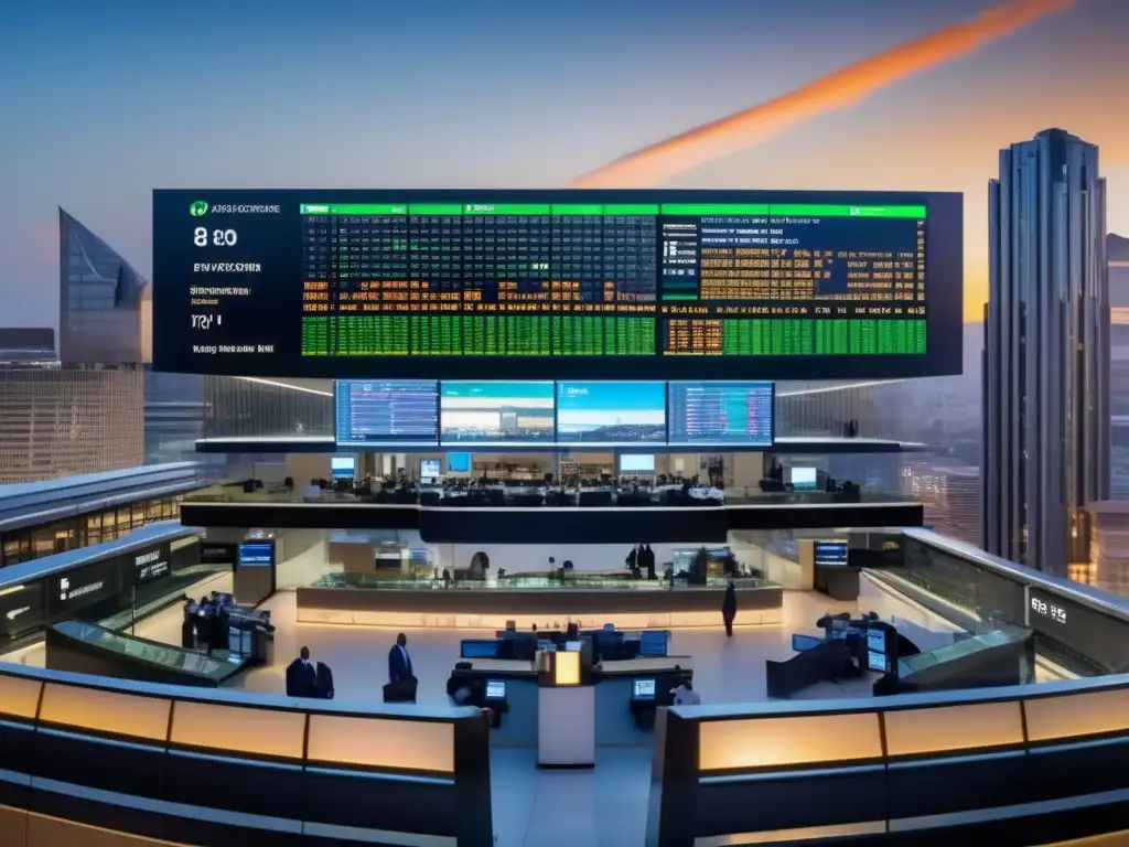 Bolsa de valores de Johannesburgo: energía y modernidad Inversiones en la Bolsa de Johannesburgo: imagen 8k detallada de la bolsa, actividad frenética, ciudad moderna y energía vibrante