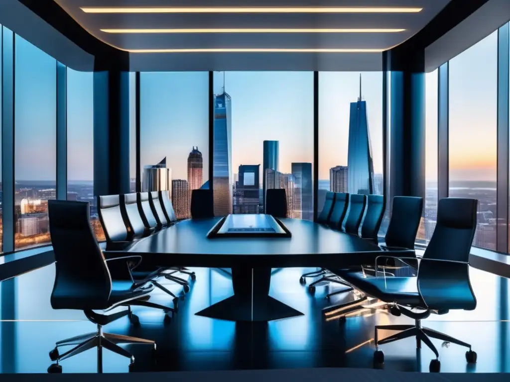 Sala de juntas ejecutiva moderna y luminosa Inversiones en Cava y Prosecco: Sala de juntas ejecutiva moderna y luminosa, con vista a la ciudad y equipada con tecnología y mobiliario elegante