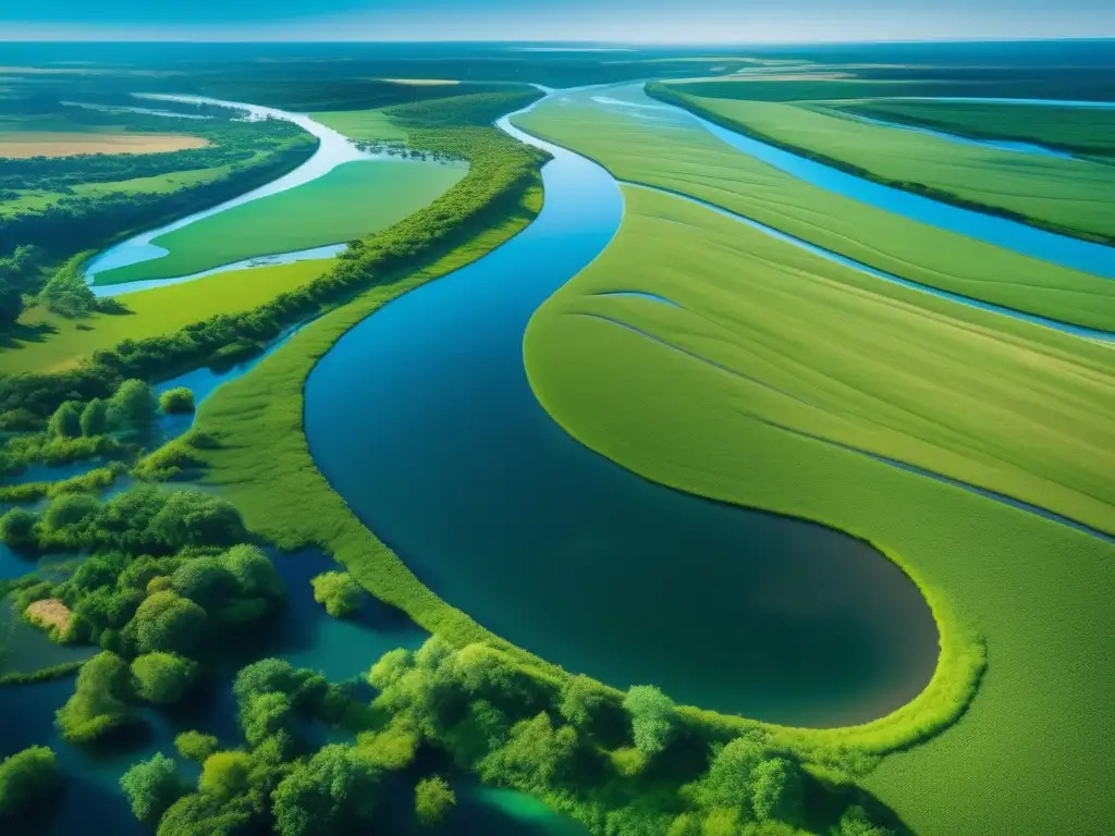 Un paisaje verde con un río cristalino Inversiones en economía del agua: paisaje verde con río cristalino y flora diversa