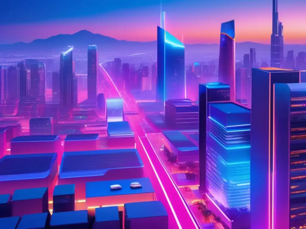 Ciudad futurista con IA y tecnología avanzada Inversiones en empresas de futuro con IA