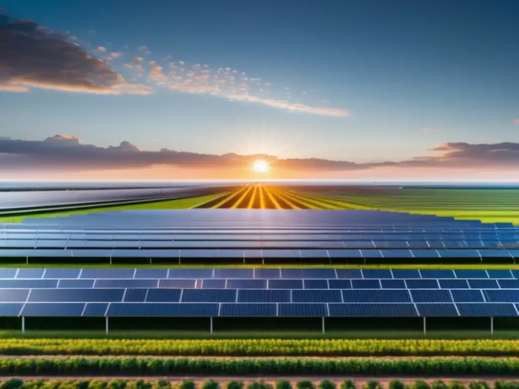 Energía solar en una granja infinita Inversiones en energía limpia: diversificar cartera