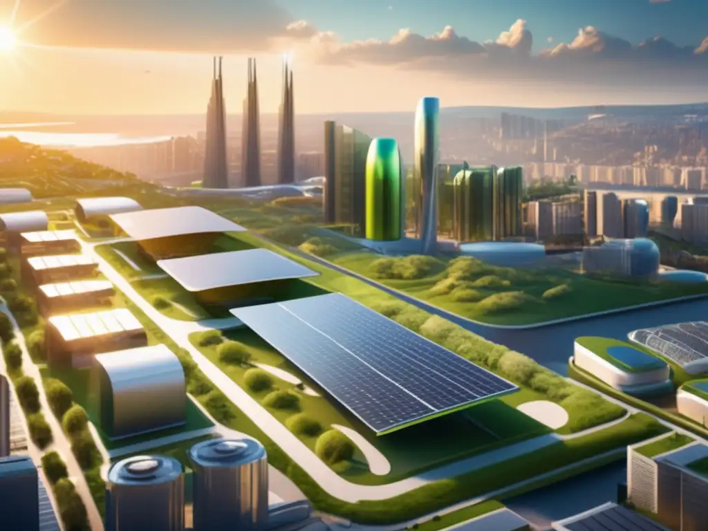 Ciudad futurista con energía limpia Inversiones en energía limpia: diversifica tu cartera