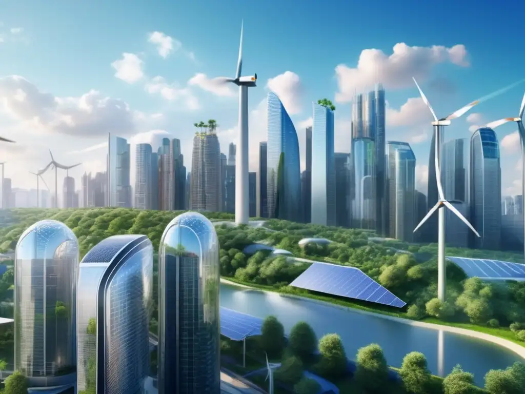 Ciudad moderna con energía renovable Inversiones en energía limpia para diversificar cartera