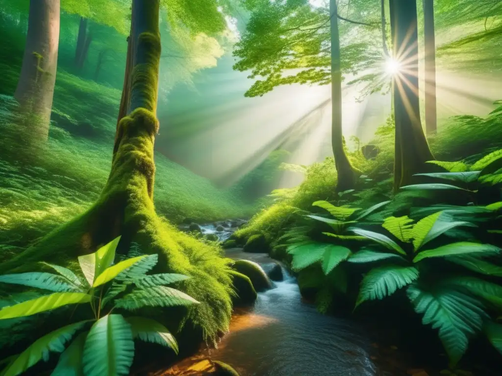 Bosque verde exuberante: ESG y la preservación de la naturaleza Inversiones ESG: Guía esencial - Bosque verde exuberante, detallado en 8k