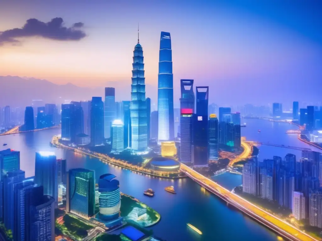 Oportunidades de inversión en Asia Inversiones estratégicas en Asia: Ciudad asiática dinámica con rascacielos, luces vibrantes y profesionales de negocios diversificados en discusiones