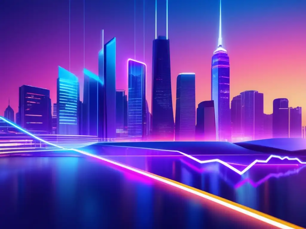 Futuro de la salud: desafíos y oportunidades Inversiones salud inclusión financiera en ciudad futurista con rascacielos, arquitectura moderna y un mercado de salud dinámico