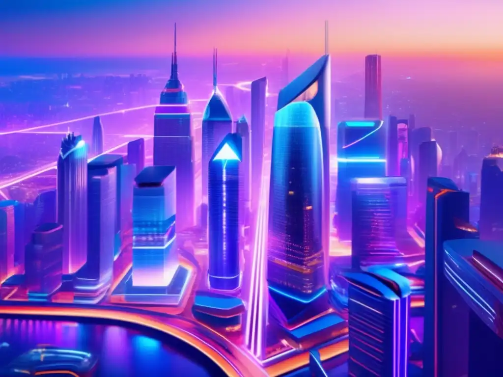 Futurista ciudad con IA avanzada Inversiones en IA: Futurismo urbano con tecnología avanzada