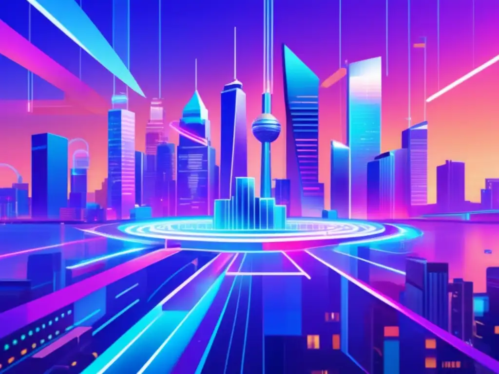 Revolución fintech: innovación y conectividad Tecnología fintech revolución inversiones, ciudad futurista con transacciones financieras y personas realizando actividades financieras
