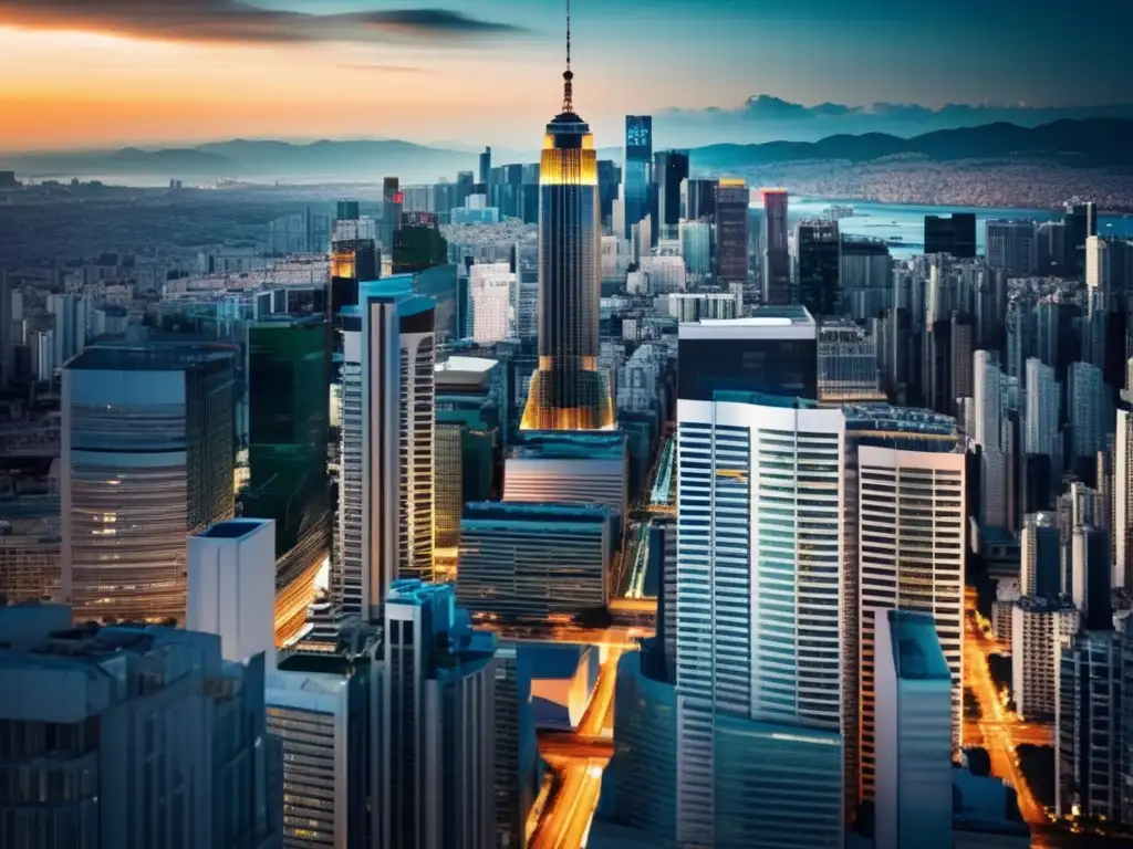Rascacielos en auge Inversiones inmobiliarias exitosas en auge: rascacielos moderno y vibrante refleja el crecimiento y prosperidad del mercado inmobiliario