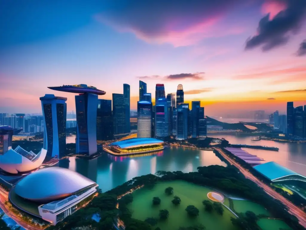 Impresionante skyline de Singapur Inversiones inmobiliarias seguras en Asia - Skyline moderno y vibrante de Singapur, reflejando la prosperidad del mercado inmobiliario