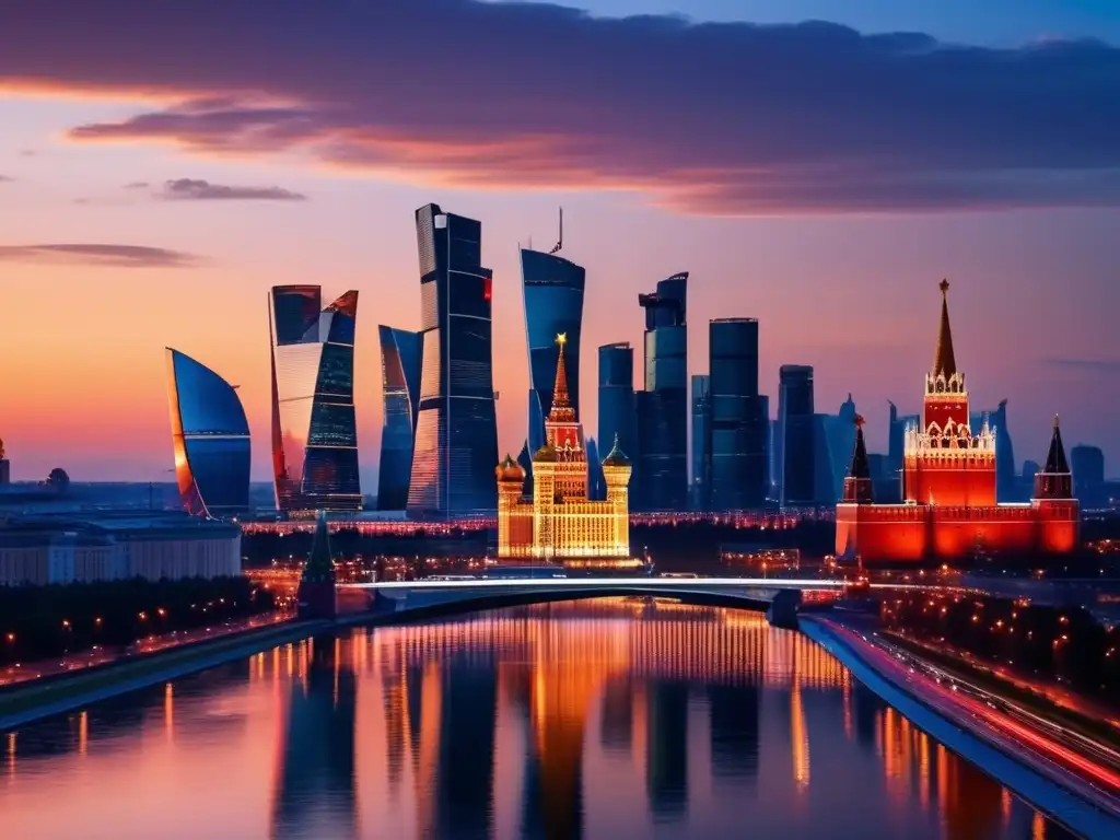 Impresionante skyline de Moscú al atardecer Inversiones en Rusia: Leyes y precauciones