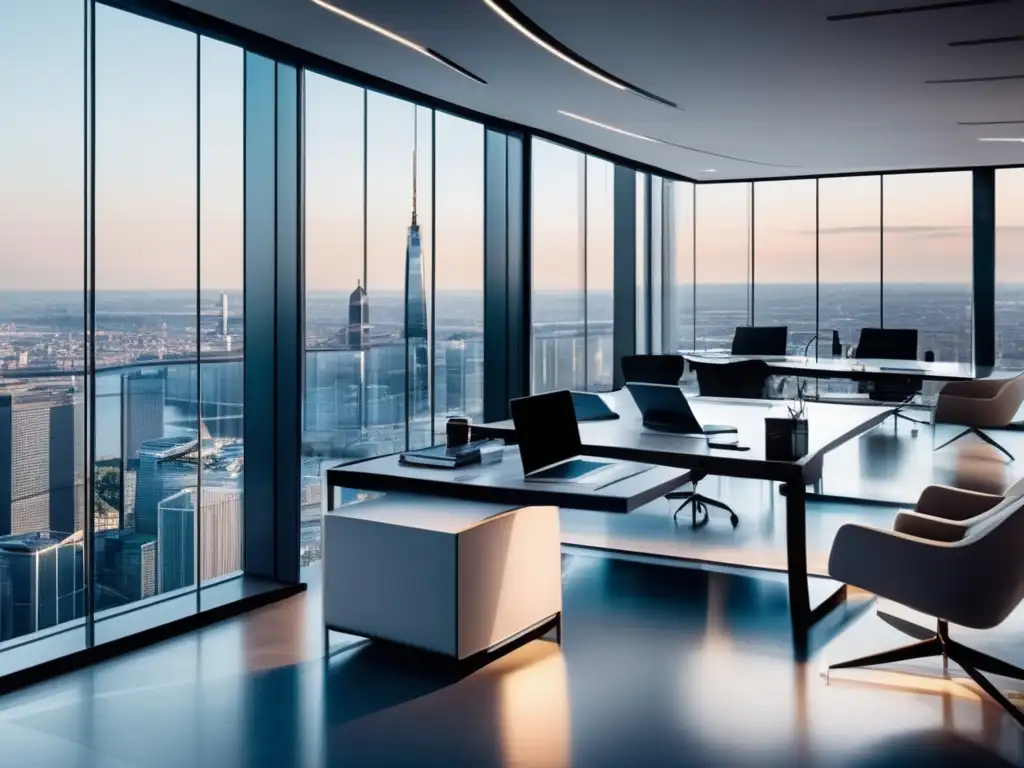 Oficina moderna con inversores analizando gráficos y datos Inversiones en materias primas Europa, oficina moderna con vista panorámica de la ciudad y profesionales analizando gráficos y datos