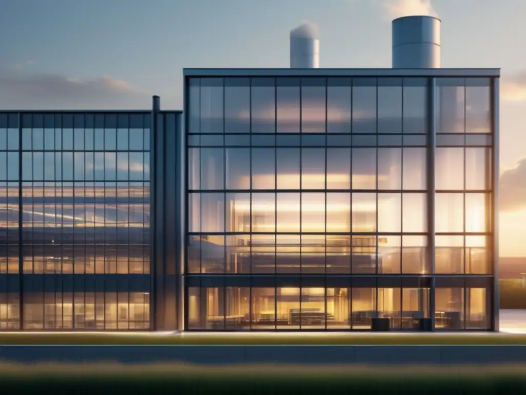 Fábrica moderna iluminada por luz natural Inversiones en metales industriales en una moderna fábrica de acero y vidrio, símbolo de innovación y crecimiento