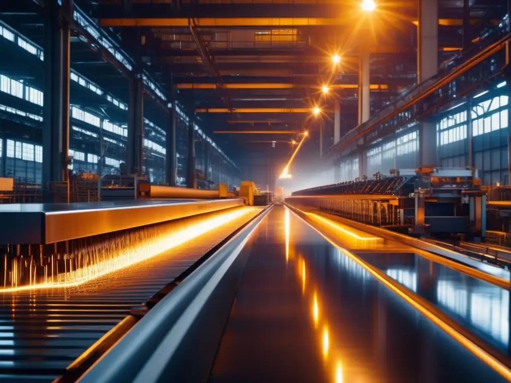 Eficiencia y precisión en la industria de metales Inversiones en metales industriales: fábrica moderna y eficiente, maquinaria y metales relucientes, ingots perfectos y almacén ordenado