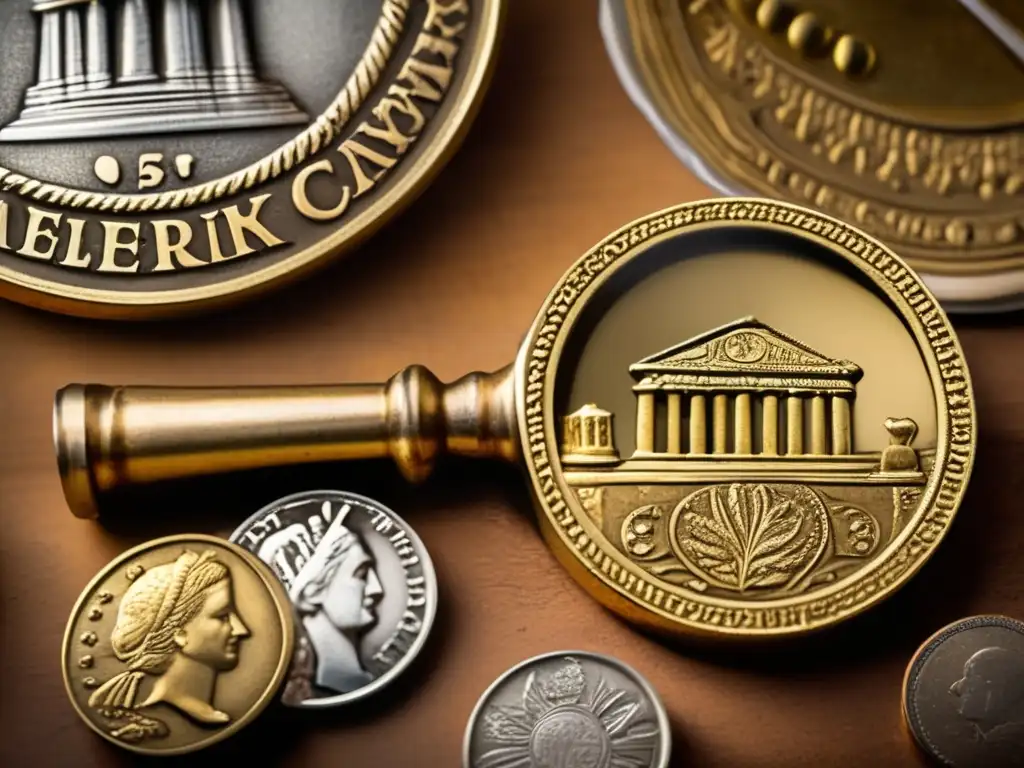 Monedas antiguas y lupa Inversiones en monedas antiguas
