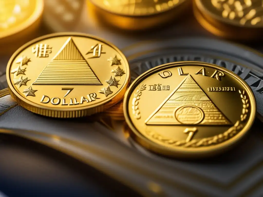 Monedas de oro: dólar, euro y yen Inversiones en monedas fuertes: guía completa - Tres monedas brillantes: dólar, euro y yen, representando estabilidad y poder económico global