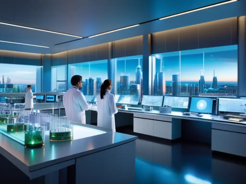 Futuro de la nanotecnología en imágenes Inversiones en nanotecnología rentable: Futuro de la ciencia, laboratorio avanzado, ciudad vibrante, energía sostenible, innovación
