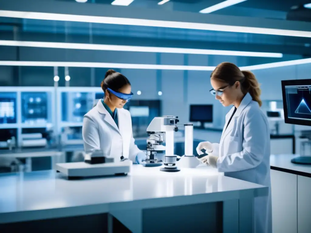 Laboratorio de nanotecnología avanzada Inversiones en nanotecnología rentable: laboratorio de alta tecnología con científicos trabajando en equipos avanzados y materiales nanoscópicos